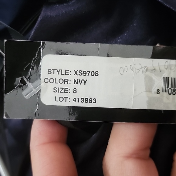 XSCAPE charmeuse halter sheath gown with lace-up back - Picture 5 of 8